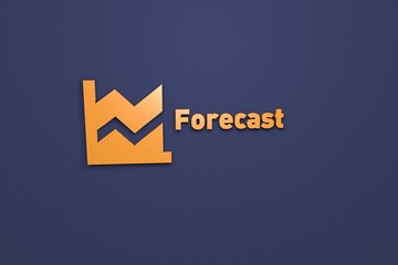 Illustration of Forecast with oange text on blue background