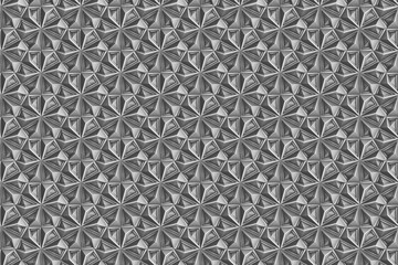 Seamless texture based on a hexagonal grid with an abstract of the swivel and extruded elements 3d illustration