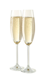 Champagne glasses isolated on white background