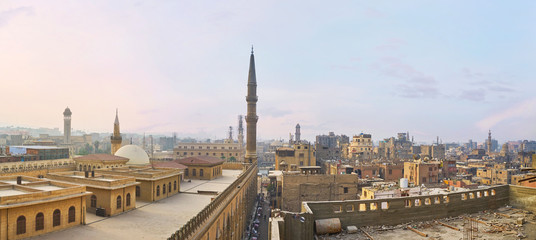 Panorama of Islamic Cairo roofs, Egypt