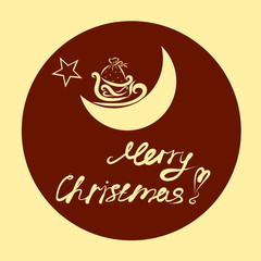 Gifts from Santa Claus on a sleigh on the moon, wish Merry Christmas