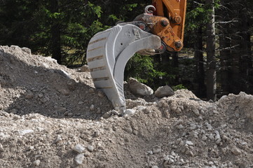 Baggerschaufel, Steinrutsch