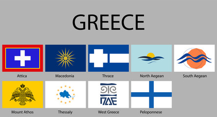 Flags of regions of Greece.