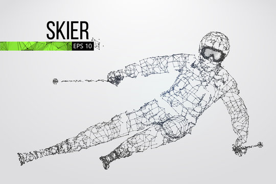 Silhouette of a skier jumping isolated. Vector illustration