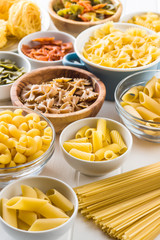 Various types of italian pasta.