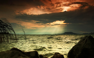 Lake Balaton after storm, Hungary
