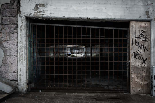 closed entrance to a dark tunnel