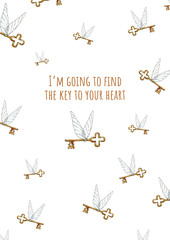 Rady made gift postcard I'm going to find the key to your heart - for those you love - obrazy, fototapety, plakaty