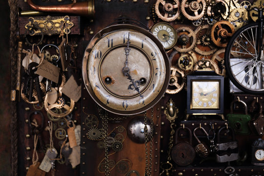 Steampunk ingranaggi  orologi lucchetti e chiavi
