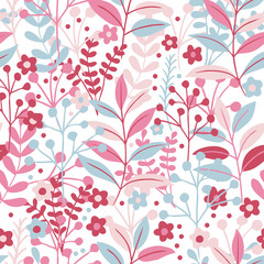 Tropical seamless leaves pattern. Vector illustration