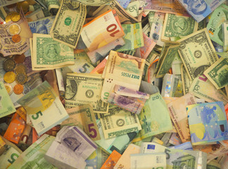 A collection of various money to background