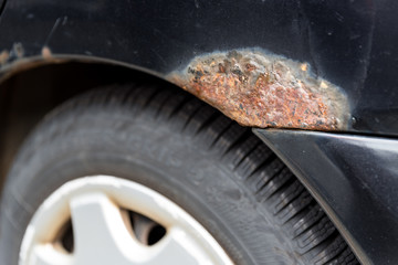 Rust stain on the car - close-up