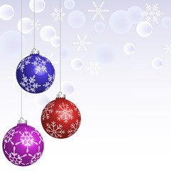Christmas greeting card with bright festive balls and space for text.