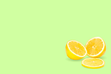 Slices of lemon citrus isolated cut out