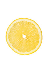 Slice of lemon citrus isolated cut out view from above