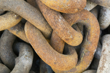Heavy rusted metal chain detail