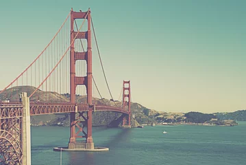 Tableaux ronds sur plexiglas Pont du Golden Gate Golden Gate Bridge , San Francisco USA-vintage effect filter style picture
