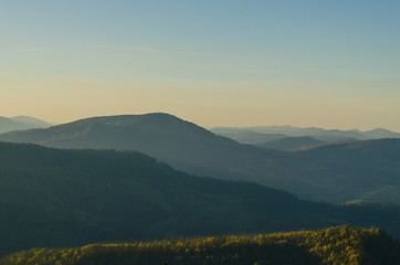 Carpathian mountains in sunny day in the autumn season