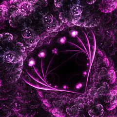 Purple fractal heart, digital artwork for creative graphic design