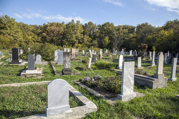 Christian cemetery, Tombstones in the old cemetery in the fall,
