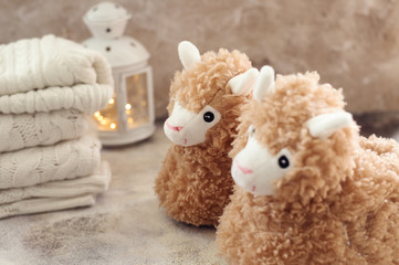 llama trendy slippers soft pastel colours beige