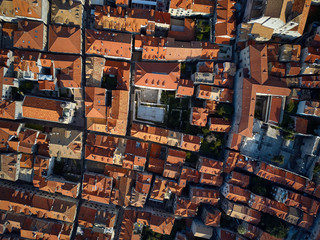 Old houses with red-orange roofs in Dubrovnik in Croatia