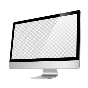 Computer, realistic, 3D, isolated - stock vector.