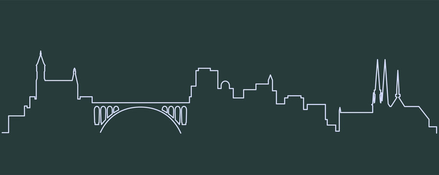 Luxembourg Single Line Skyline