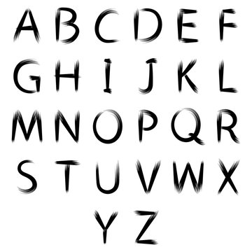 Alphabet with black brush strokes