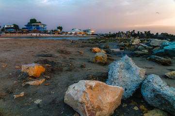Sunset iver Black See shore in Jupiter town (Romania) © Ralfik D