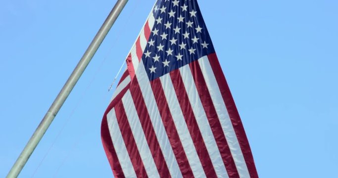 Pan Downward: Iwo Jima Memorial Flag Blown by Wind (Shot on RED)