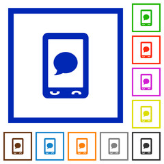 Mobile sms message flat framed icons