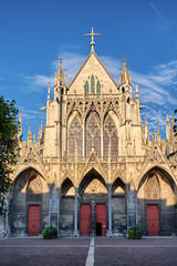 Saint-Urbain basilica facade in sunlight, Troyes, Champagne region