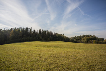 Autumn panorama. Landscape view. Autumn sunny day