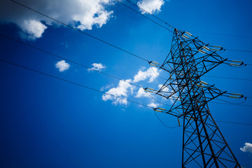 High voltage post. High voltage tower sky background. Electricity is the major energy of the world.