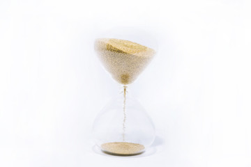 Time abstraction. Hourglass isolated on white background.
