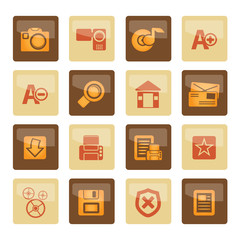 Internet and Website icons over brown background - Vector Icon Set