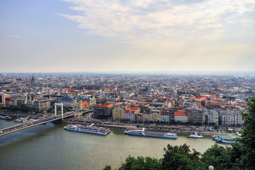 Fototapeta premium View from above on the Budapest city, historical district and Danube river in Hungary