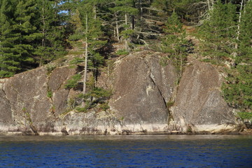 Granite cliff, pine tree, lake, Northern Minnesota, nature, wilderness