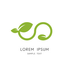 Infinity nature logo - sprout with green leaves and seed symbol. New life, agriculture and cultivation vector icon.