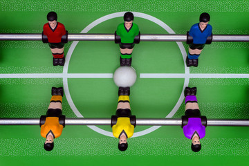 the game of table football players in the rainbow colors of the flag lgbt