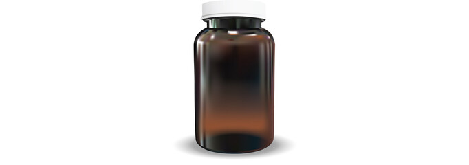 Empty Blank Amber Medicine Bottle