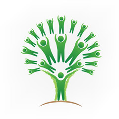 Tree teamwork people logo vector