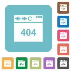Fototapeta na wymiar Browser 404 page not found rounded square flat icons