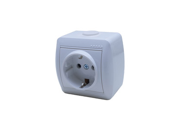 White outlet for electricity on a white isolated background