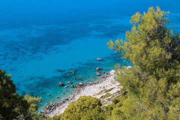 Fototapeta na wymiar Amazing view of the west coast of Lefkada island, Greece, Europe