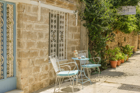 Detail from the street of the old town, Lefkada Island, Greece
