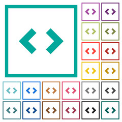 Script code flat color icons with quadrant frames