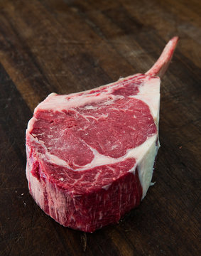 Cut of tomahawk steak.