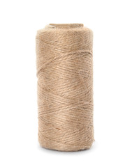 Spool of hemp rope on white background